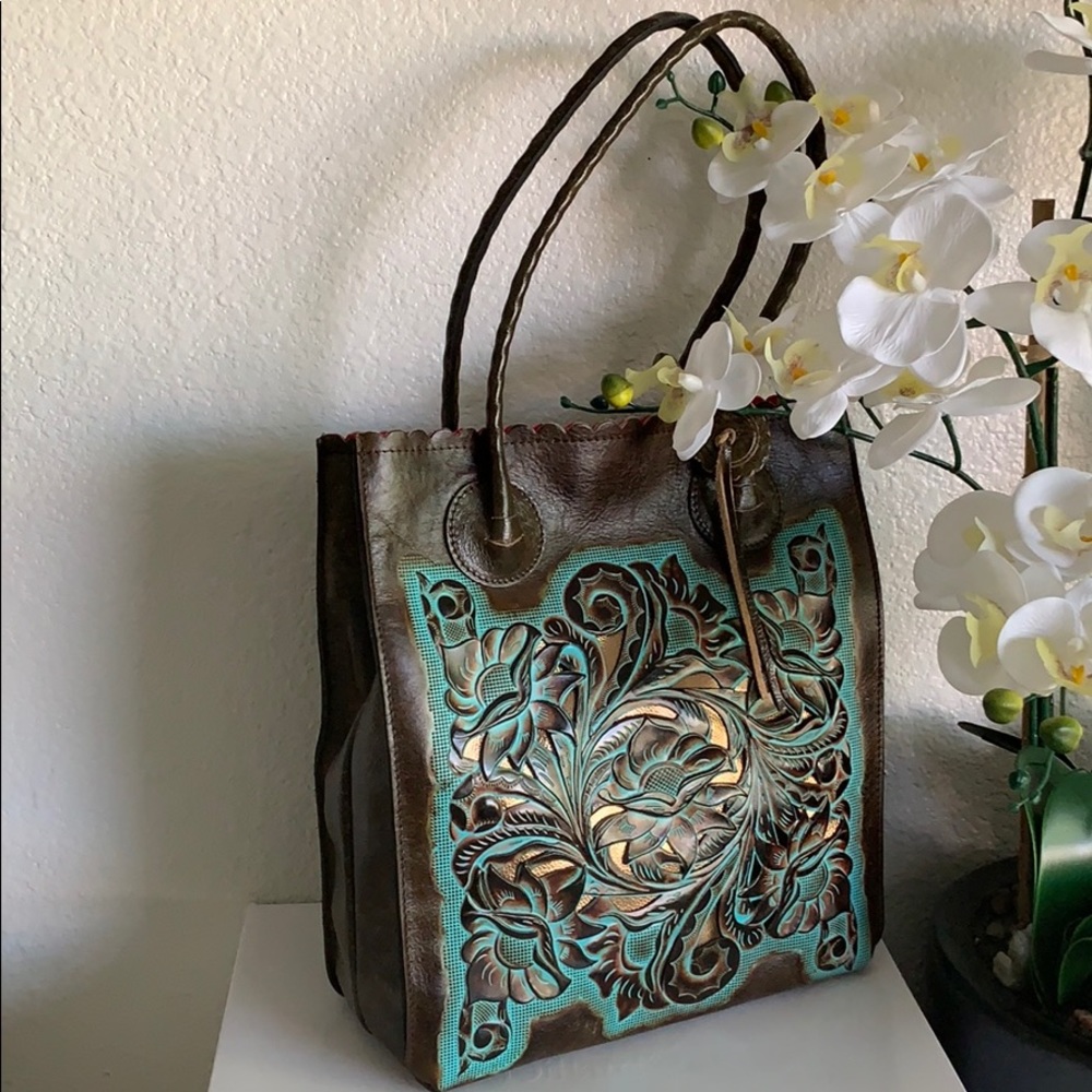 COPY - Patricia Nash Turquoise Tooled Leather Cavo Tote